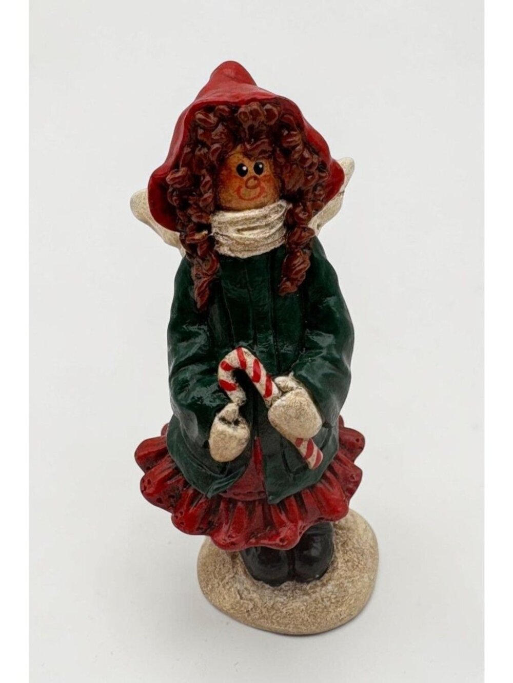 Holiday Angel Christmas Figurine Candy Cane Rustic Folk Art Whimsical Winter